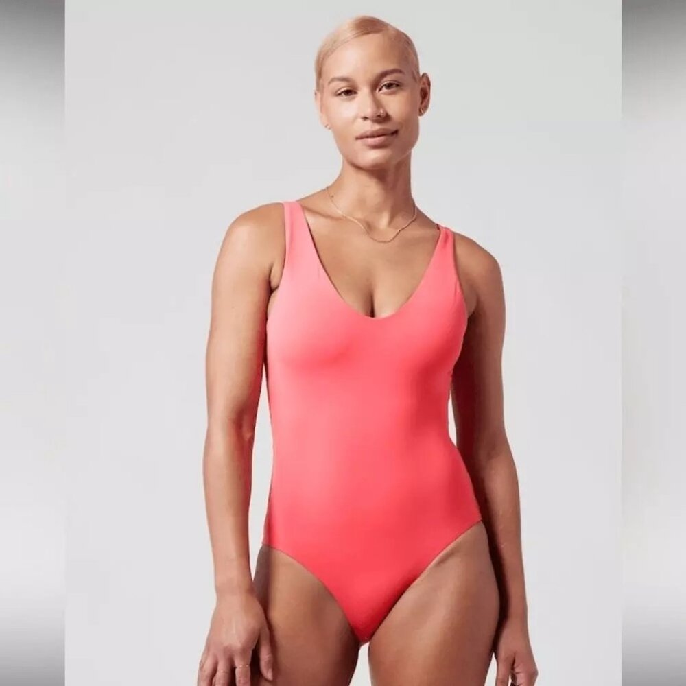 NWOT Athleta Women's Coral Pink Hampton One-Piece Swimsuit Size L 202 - Picture 10 of 13
